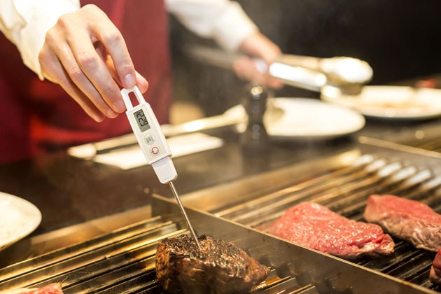 Testing the temperature of beef jerky Testing the temperature of beef jerky